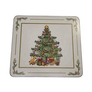 Pimpernel "White Christmas" Holiday Tree Casserole Stand Acrylic Top Cork Back